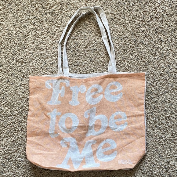 Cotton On “Free to be me” peach colored tote bag - Picture 1 of 8